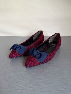 Brooks Brothers Red Fleece Pointed Bow-Detail Houndstooth Flats